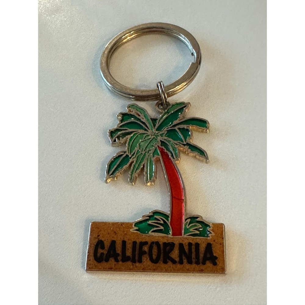 California Palm Tree Keychain‎ Souvenir Enamel Metal